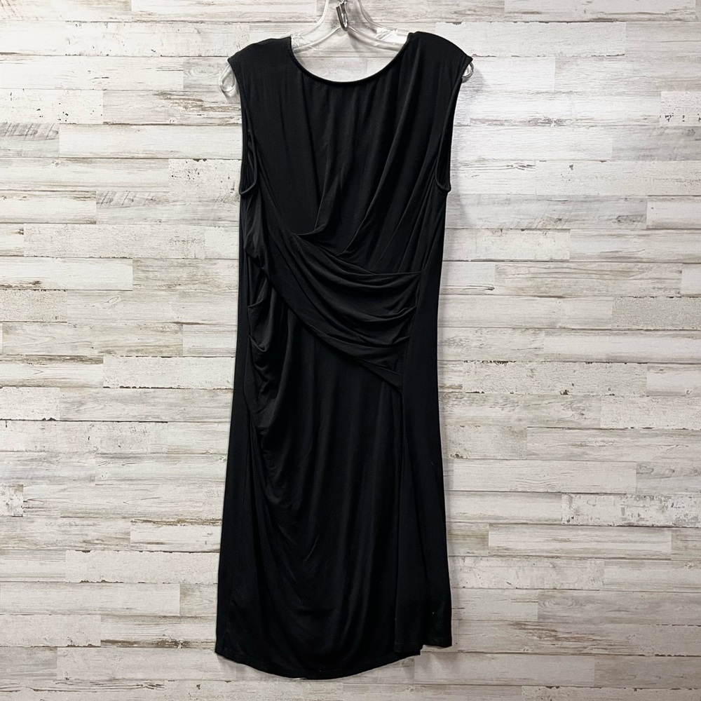 Kut from the Kloth Mollee Sleeveless Black Jersey Knit Wrap Ruched Dress